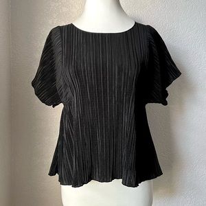 Madewell Black Pleated Short sleeves Blouse Casual Summer Tops